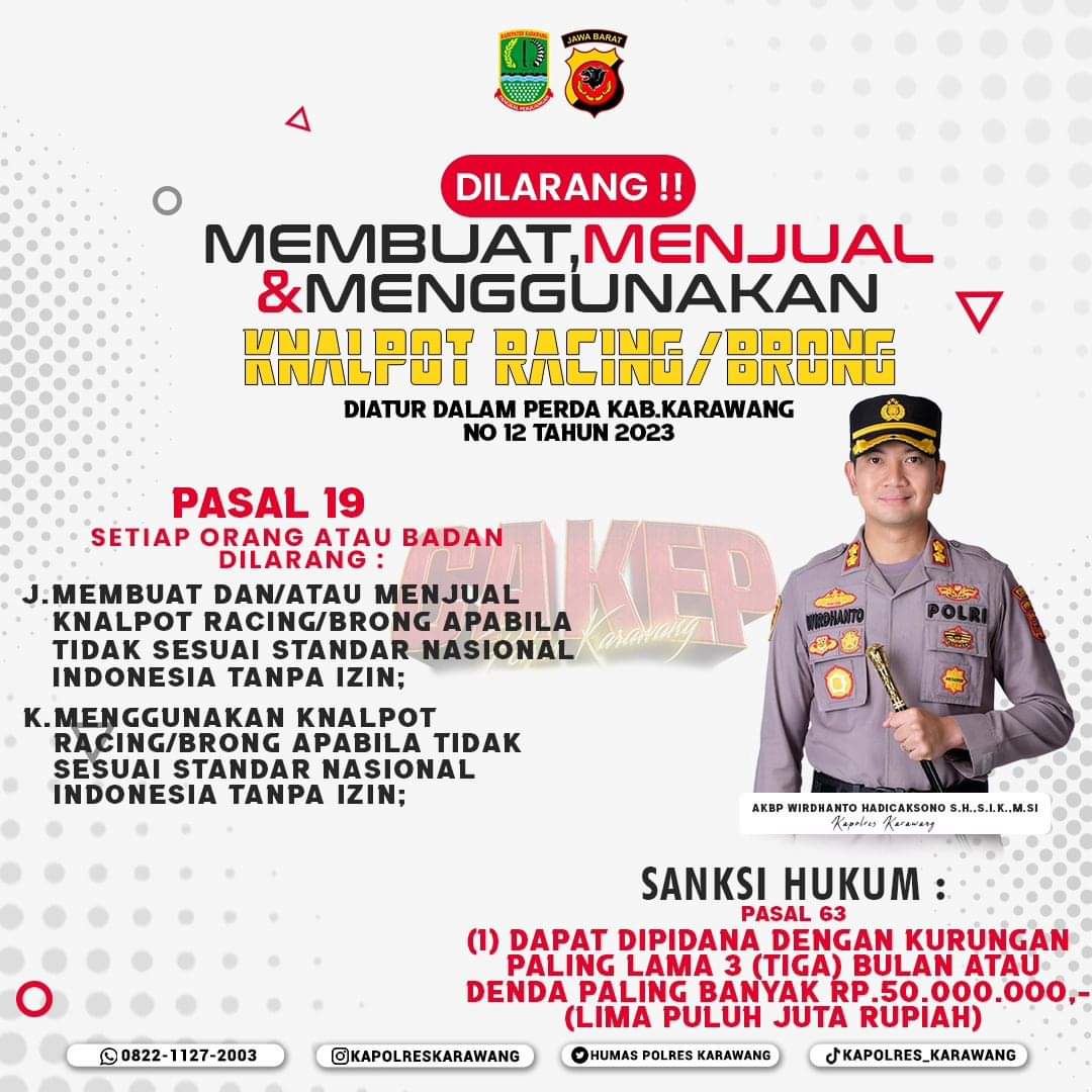 Penggunaan Knalpot Brong Ternyata Sudah Di Larang Di Daerah Ini, Jika Melanggar, Akan Kena Denda Atau Pidana,!??