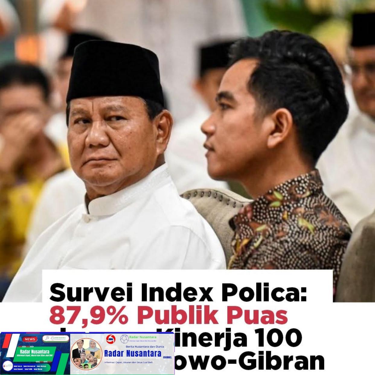 Survei Index Polica: 87,9% Publik Puas Dengan Kinerja 100 Hari Prabowo-Gibran